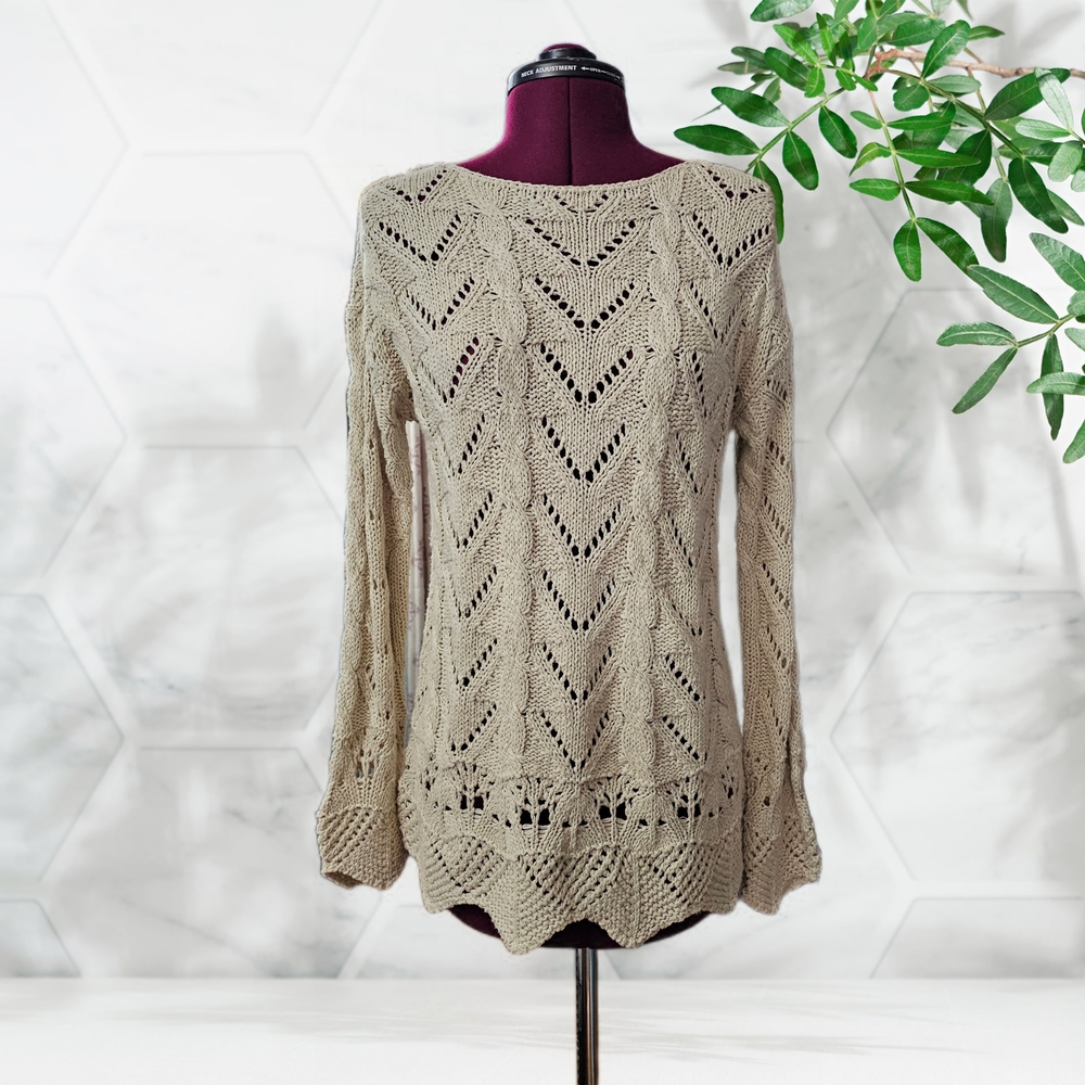 Style & Co Open Loose Knit Boho Bell Sleeve Sweater